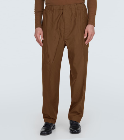 Shop Lemaire Silk Straight Pants In Brown