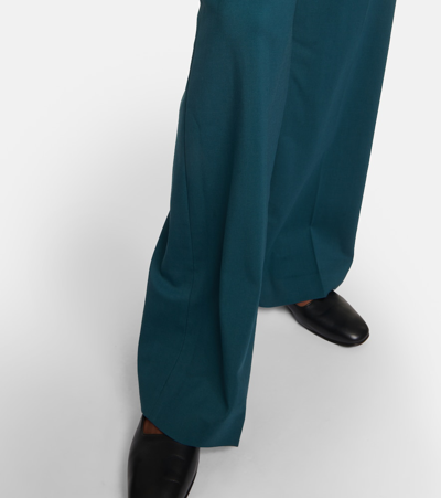 Shop Joseph Morissey Mid-rise Wool Straight Pants In Green