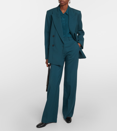 Joseph Morissey Stretch-wool Twill Straight-leg Pants In Green