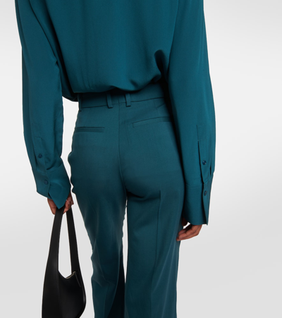 Joseph Morissey Stretch-wool Twill Straight-leg Pants In Green