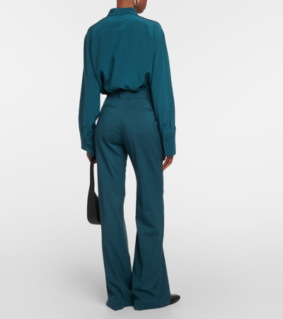 Joseph Morissey Stretch-wool Twill Straight-leg Pants In Green