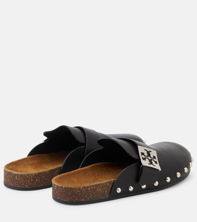 Tory Burch Mellow Leather Buckle Slide Mules In Black