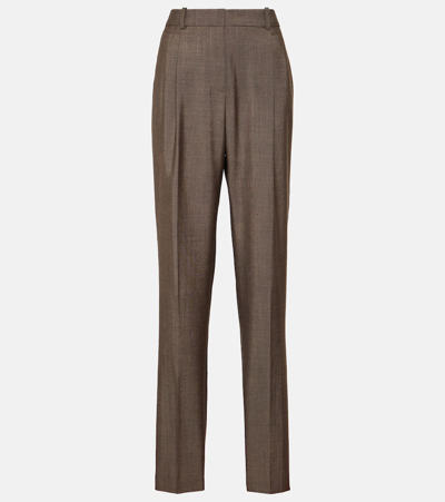 Shop Joseph Turnchapel Mid-rise Wool And Mohair Pants In Brown
