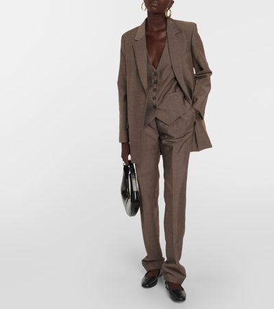 Shop Joseph Turnchapel Mid-rise Wool And Mohair Pants In Brown
