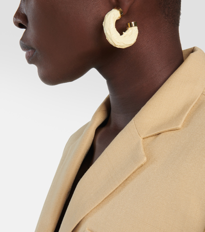 Shop Jacquemus Trompe-l'oeil Hoop Earrings In Gold