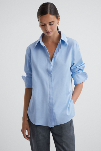 Shop Reiss Lia - Blue Premium Cotton Shirt, Us 4