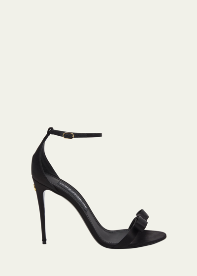 Shop Dolce & Gabbana Satin Bow Stiletto Heels In 80999 Black