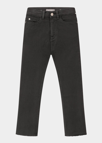 Shop Dl1961 Girl's Emie High Rise Straight-leg Denim Jeans In Black Peached Raw