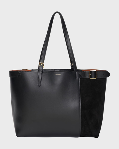 Shop Altuzarra Play Mixed Leather Buckle Tote Bag In Black