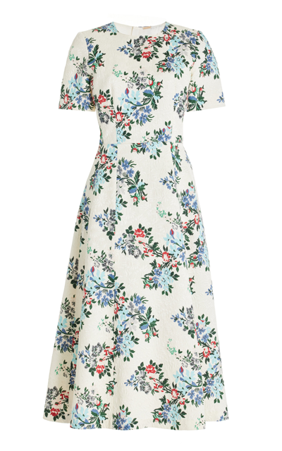 Shop Adam Lippes Eloise Floral Jacquard Midi Dress In Multi
