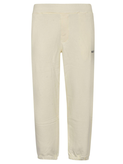 Shop Msgm Logo Printed Track Pants In Off White