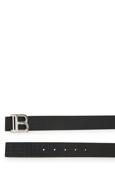 Shop Balmain Logo Plaque Belt In Noir