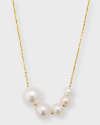Shop Poppy Finch 14k Yellow Gold Graduated Pearl Necklace In White