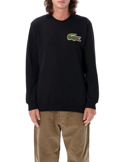 Shop Comme Des Garçons Shirt X Lacoste Logo Patch Crewneck Sweatshirt In Black