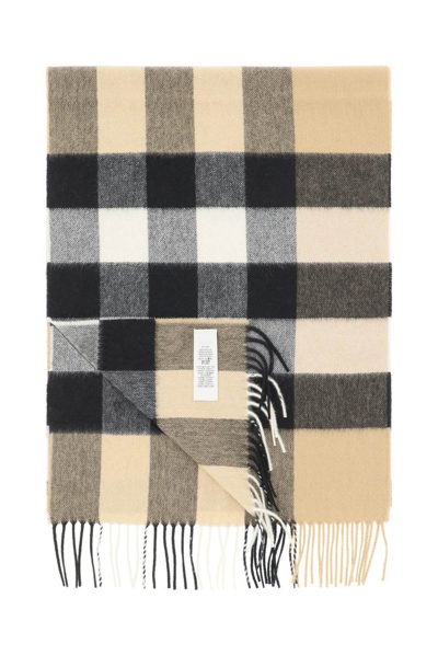 Shop Burberry Checked Fringed In Multi