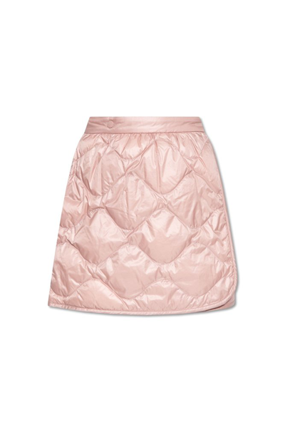 Shop Moncler Logo Patch Quilted Skirt In Pink