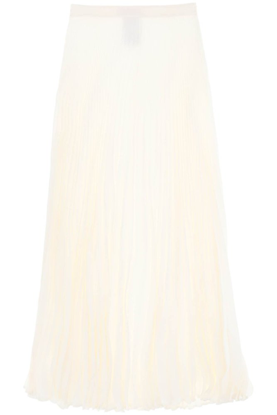 Shop Valentino Jacquard Iconographe Pleated Skirt In White