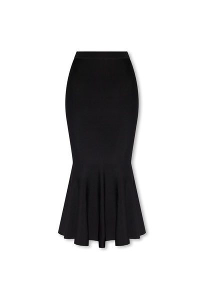 Shop Balmain High Waist Flared Midi Skirt In Black