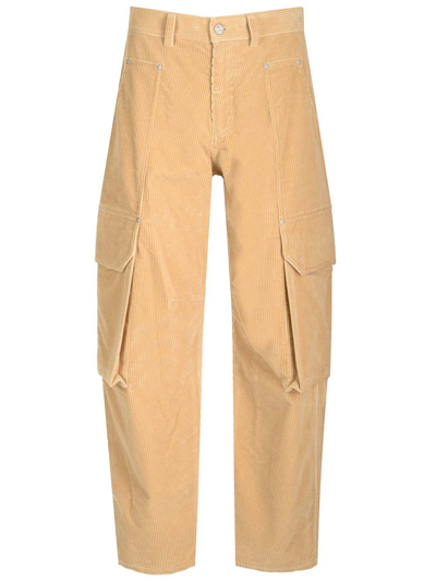 Shop Palm Angels Carrot Fit Corduroy Cargo Pants In Beige