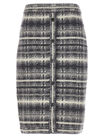 Shop Thom Browne Tartan Midi Skirt In Multi