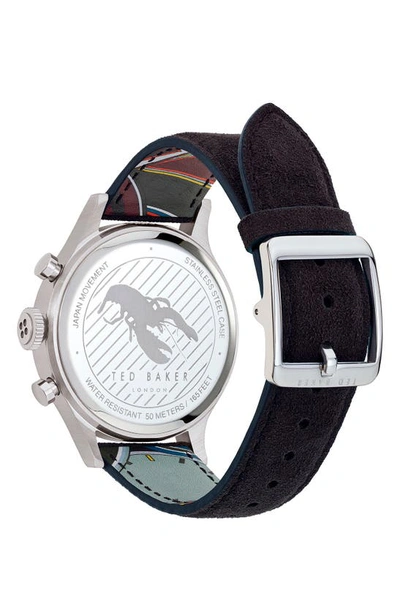 Ted Baker Lngisla Multi-function Leather Strap Watch, 42mm In Black