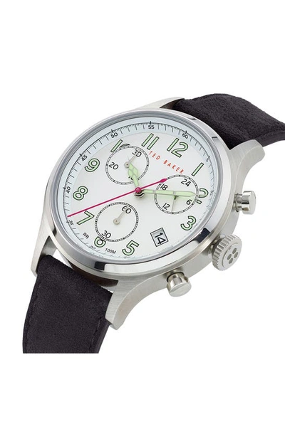 Ted Baker Lngisla Multi-function Leather Strap Watch, 42mm In Black