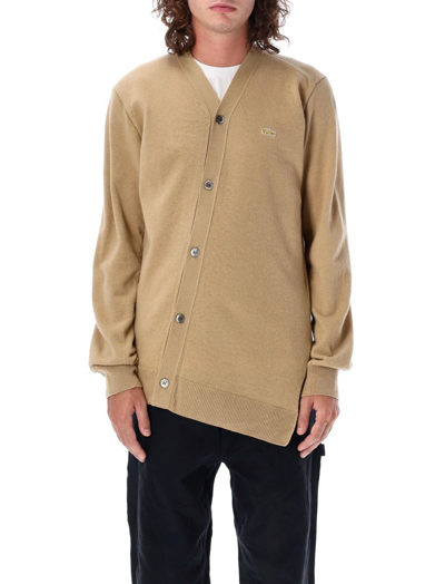 Shop Comme Des Garçons Shirt X Lacoste Asymmetric Cardigan In Brown