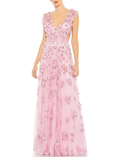 Shop Mac Duggal Womens Sequined Maxi Evening Dress In Pink
