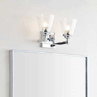 Jonathan Y Marion 12.75" 2-light Hurricane Metal/glass Vanity Light