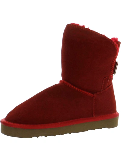 Shop Style & Co Teenyy Womens Suede Faux Fur Lined Winter Boots In Red