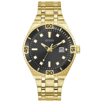 Shop Guess Men's Classic Black Dial Watch In Gold