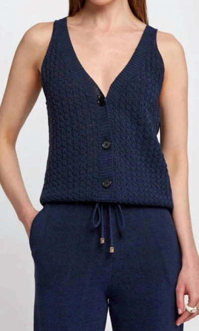 Shop Knitss Braid Detailed Sleeveless Flow Top In Navy In Blue