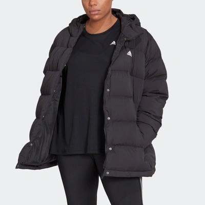 Shop Adidas Originals Women's Adidas Helionic Hooded Down Jacket (plus Size) In White