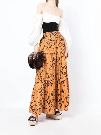 Shop Acler Leader Skirt In Night Garden In Orange