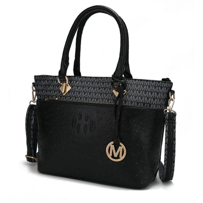 Mkf Collection By Mia K Grace Signature And Croc Embossed Tote Handbag In Black