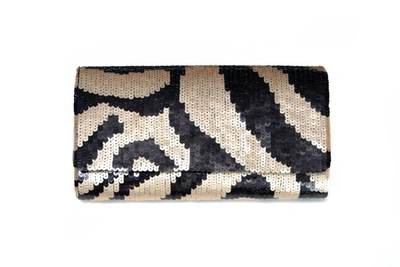 Tiana Striped Clutch In Multi In Blue