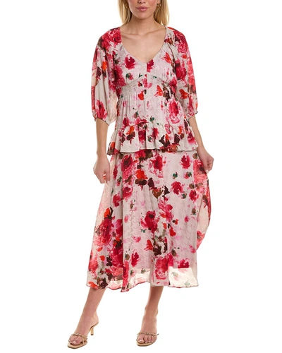 Shop Taylor Jacquard Midi Dress In Pink