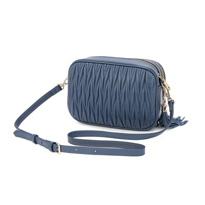 Shop Tiffany & Fred Paris Tiffany & Fred Pleated Lambskin Leather Messenger/shoulder Bag In Blue