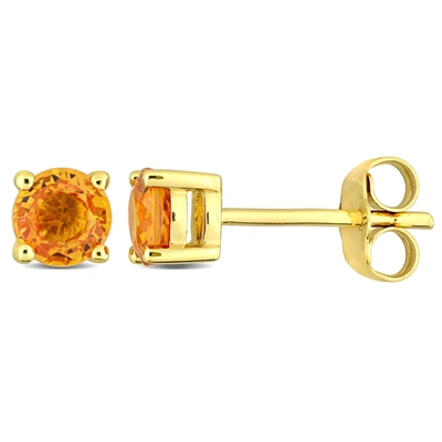 Shop Mimi & Max 7/8ct Tgw Orange Sapphire Stud Earrings In 10k Yellow Gold