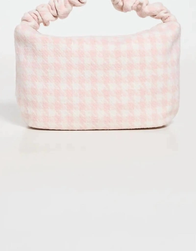 Shop Stoney Clover Lane Large Houndstooth Scrunch Handle Bag In Pink