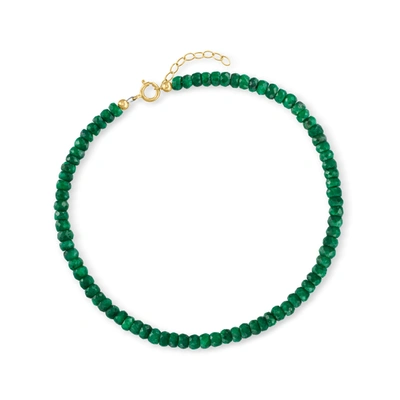 Shop Canaria Fine Jewelry Canaria Emerald Bead Anklet In 10kt Yellow Gold In Green