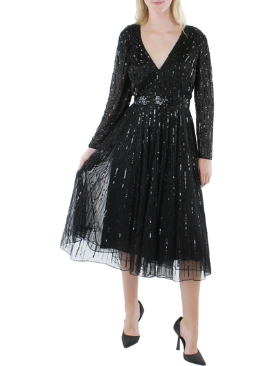 Shop Mac Duggal Plus Womens Sequin Embellished Cocktail And Party Dress In Black