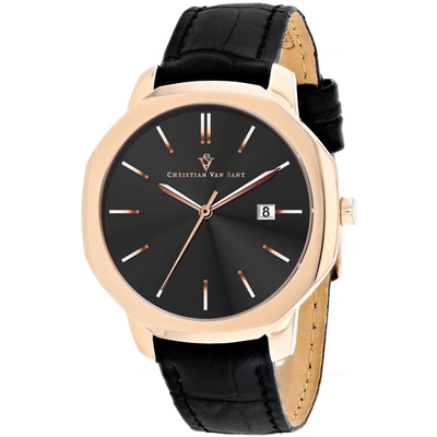 Christian Van Sant Men's Octavius Slim Black Dial Watch In Black