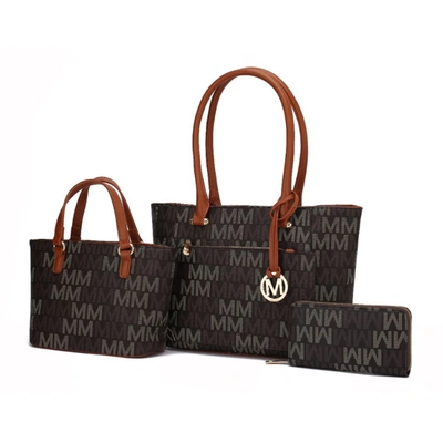 Shop Mkf Collection By Mia K Lady Ii M Signature Tote & Wallet Set In Brown