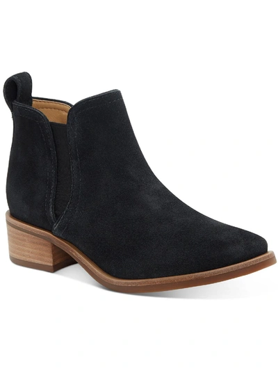 Shop Lucky Brand Pogan Womens Leather Slip On Ankle Boots In Black
