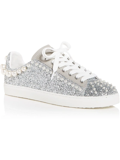 Shop Stuart Weitzman Goldie Womens Leather Lifestyle Casual And Fashion Sneakers In Silver