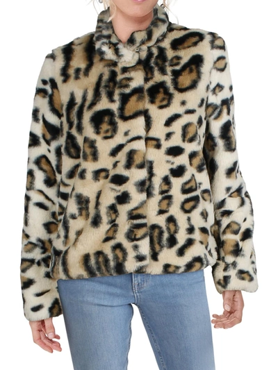 Moda Thea Womens Leopard Print Coat Faux Fur Jacket In Animal Print | ModeSens