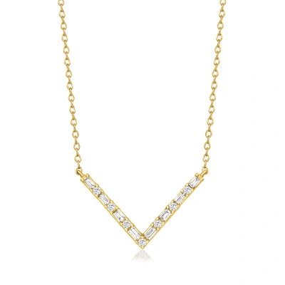 Shop Rs Pure By Ross-simons Diamond Chevron Necklace In 14kt Yellow Gold In Multi