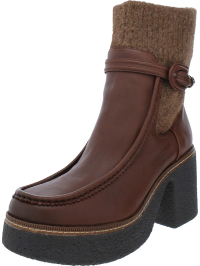 Shop Sam Edelman Sidney Womens Leather Australian Wool Mid-calf Boots In Brown