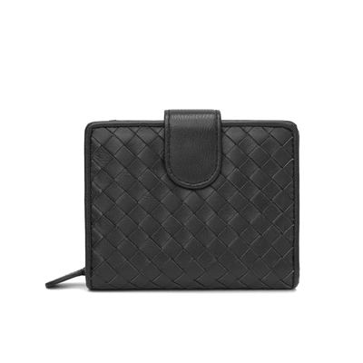 Shop Tiffany & Fred Paris Tiffany & Fred Woven Leather Wallet In Black